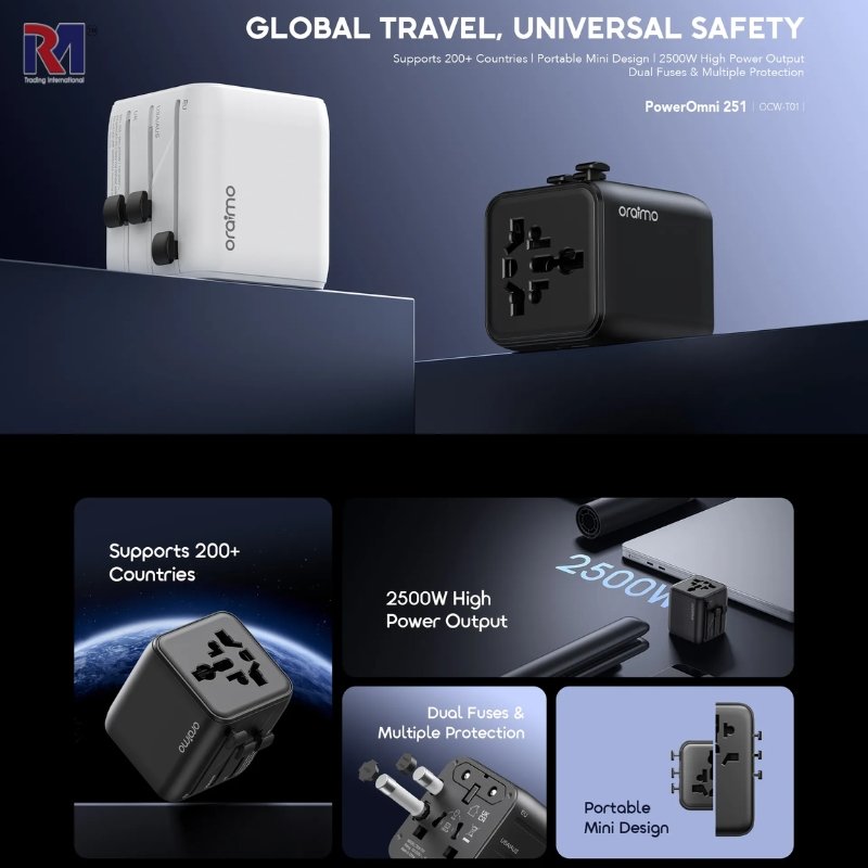 Oraimo PowerOmni 251 2500W Multi-Plug Travel Converter Adapter _ OCW-T01