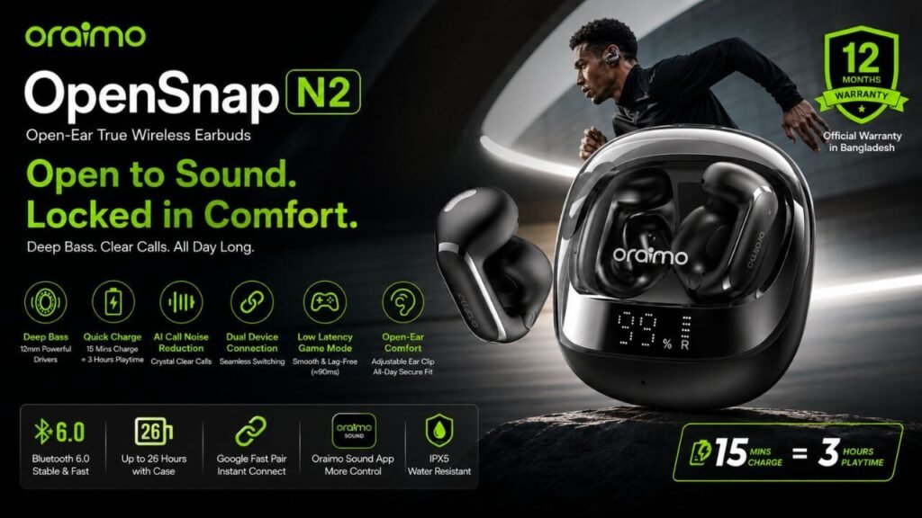 Oraimo OpenSnap N2 Quick True Wireless Earbuds Price in Bangladesh
