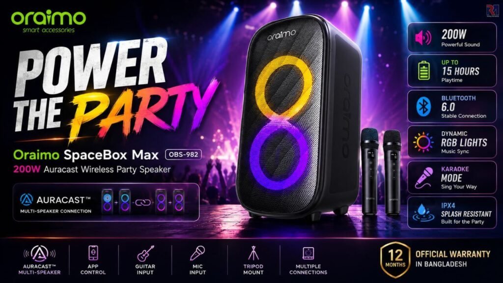 Oraimo SpaceBox Max Wireless Party Speaker Price in Bangladesh