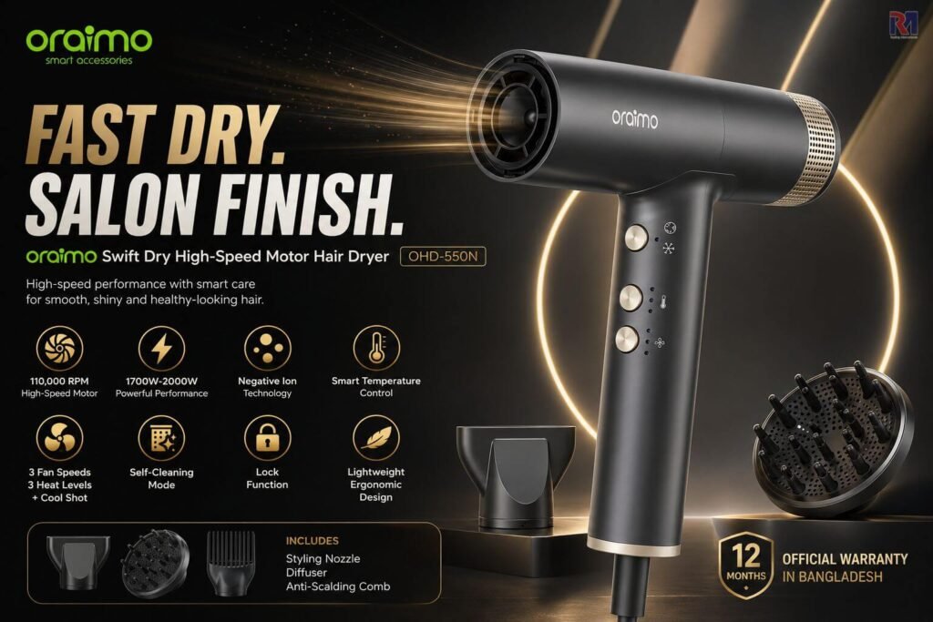 Oraimo Swift Dry (OHD-550N) Hair Dryer Price in Bangladesh
