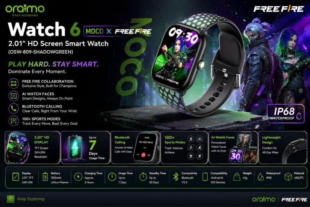 Oraimo Watch 6 MOCO X Free Fire Smartwatch Price in Bangladesh